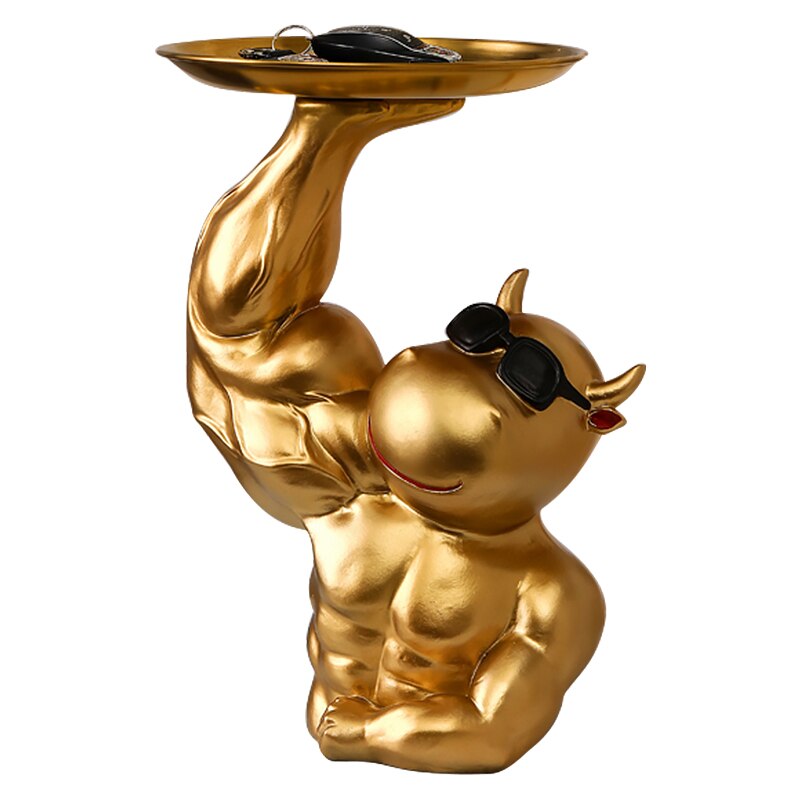 Muscular Cow Golden Tray